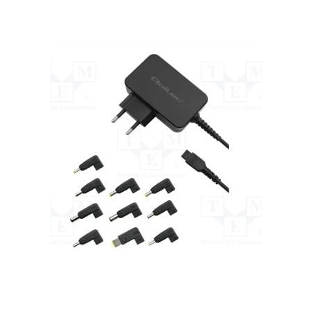 Alimentatore qoltec 52414 per laptop universal 65w + set di 10 spine