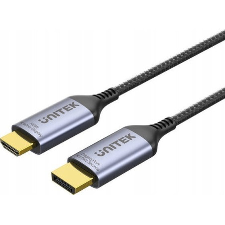 Cavo unitek displayport 1.4 a hdmi 2.1 8k 1.8m grigio [v1610a01]