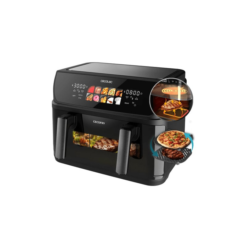 Friggitrice ad aria cecotec cecofry duoheat 10000 10l 2800w nero