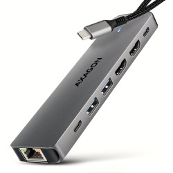 Hub usb axagon hmc-7hx2 usb hub 7in1 5gbps 2xhdmi glan usb-c