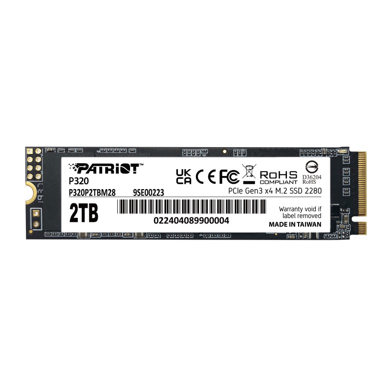 Ssd 2tb patriot p320 m.2280 pci-e r/w 3000/2200mb/s [p320p2tbm28]