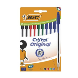 Set di penne a sfera bic cristal 516354 media 1mm assortiti 10pz