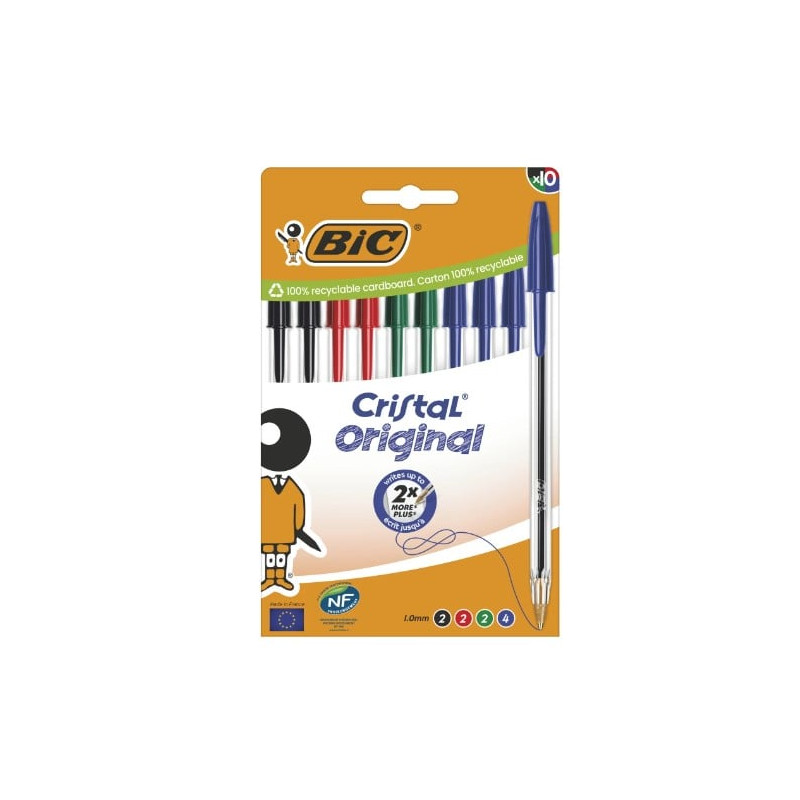 Set di penne a sfera bic cristal 516354 media 1mm assortiti 10pz