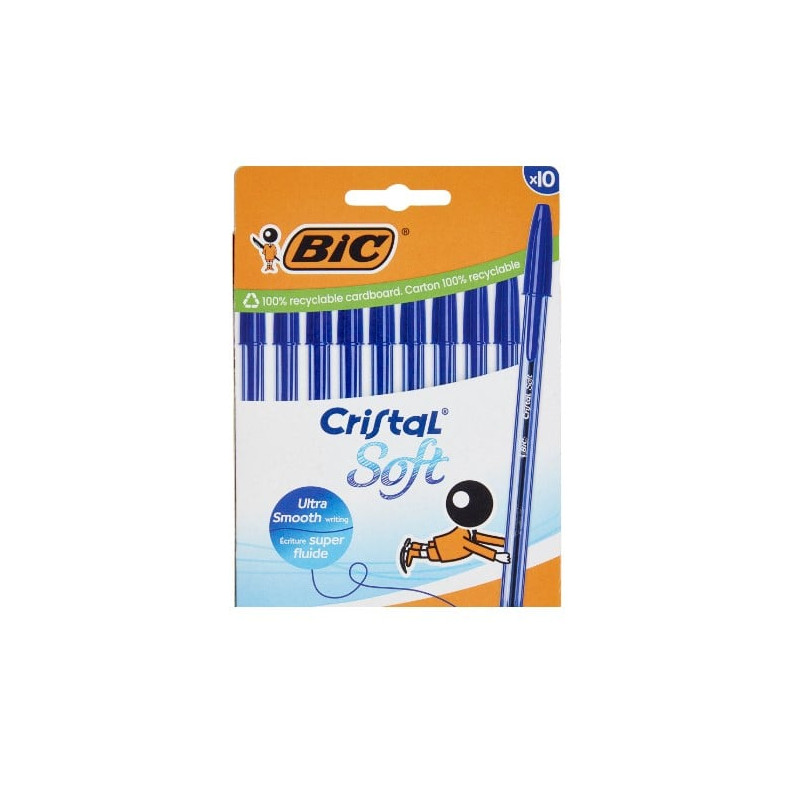 Set di penne a sfera bic cristal soft 516357 1.2mm blu 10pz [516357]