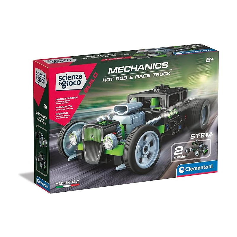 Set di costruzioni clementoni 19335 scienza e gioco: hot rod e race