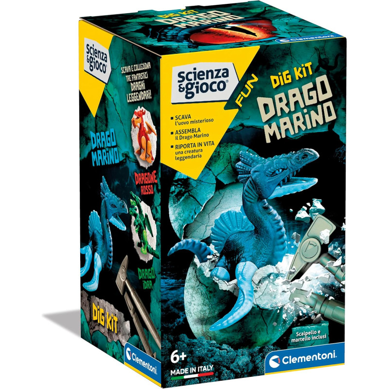 Gioco scientifico clementoni 16431 scienza e gioco: dig kit drago