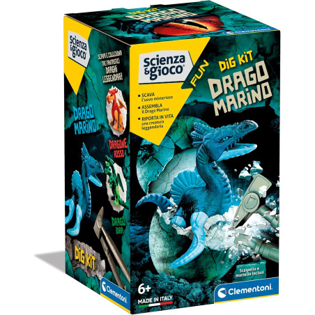 Gioco scientifico clementoni 16431 scienza e gioco: dig kit drago