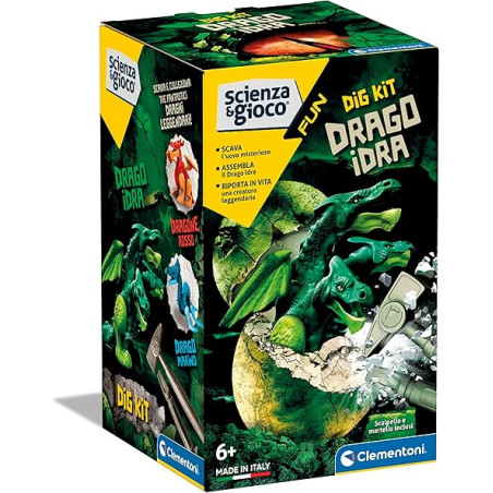 Gioco scientifico clementoni 19336 scienza e gioco: dig kit drago