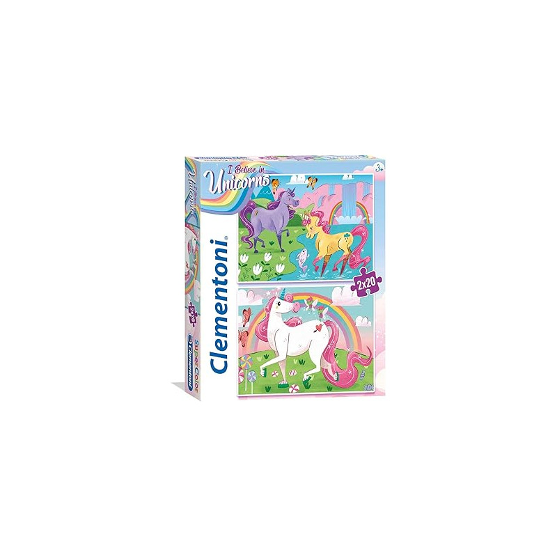 Puzzle clementoni 24754 unicorni 2x20pz multicolore [24754]