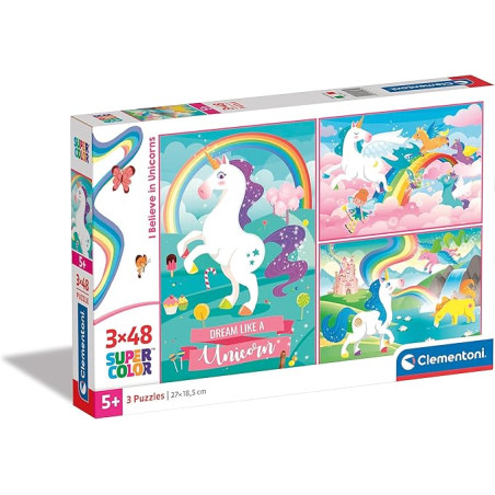 puzzle clementoni 25231 unicorni 3x48pz multicolore [25231]
