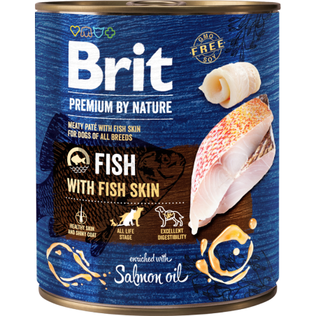 Mangime umido brit premium by nature pesce con pelle di pesce per