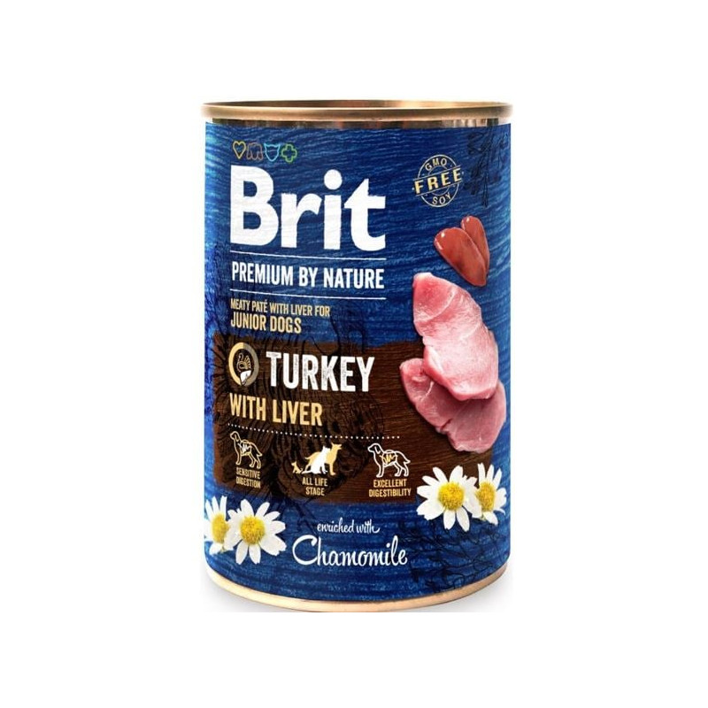 Mangime umido brit premium by nature tacchino con fegato per cane