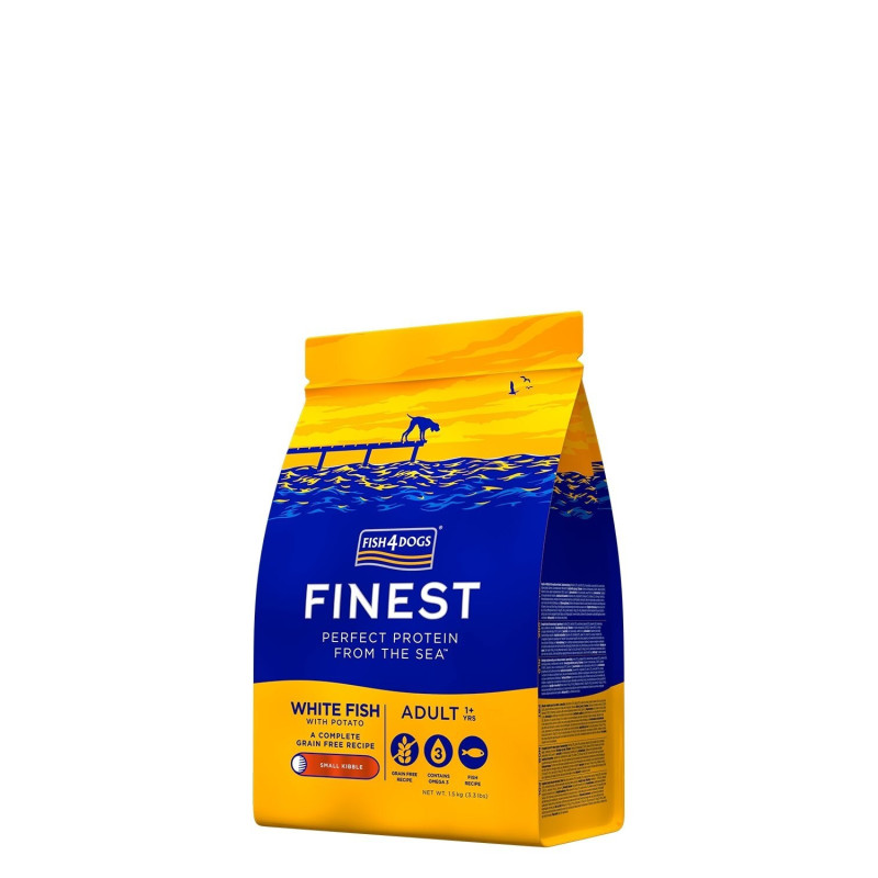Cibo secco per cani fish4dogs finest ocean white fish di piccole