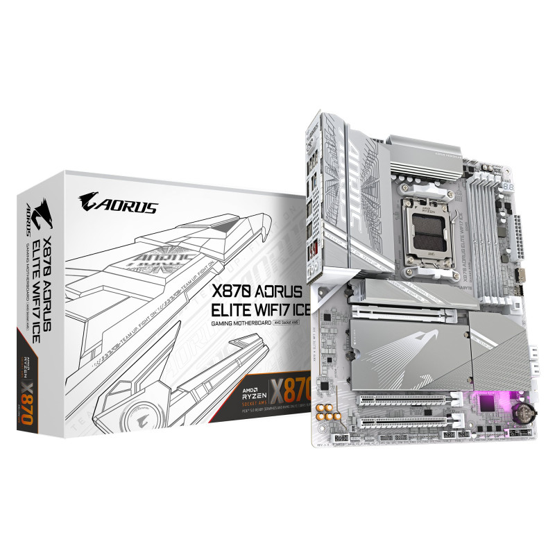 Scheda madre gigabyte x870 a elite wf7 ice cpu amd ryzen 4xddr5 bianco