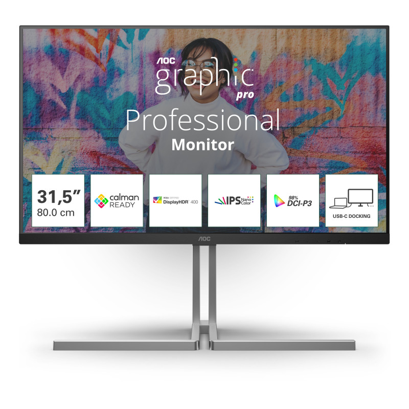 Monitor led 31.5'' aoc u32u3cv 4k uhd 3840x2160/4ms/classe