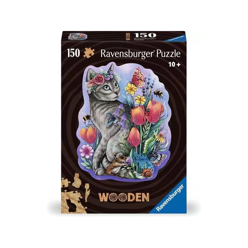 Puzzle ravensburger wodden primavera gatto multicolore 150pz [12000757]