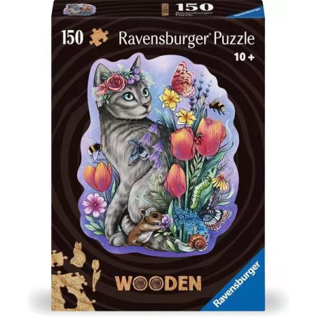 Puzzle ravensburger wodden primavera gatto multicolore 150pz [12000757]