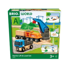 Giocattolo ravensburger brio set iniziale treno merci con gru a multicolore