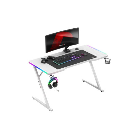 Scrivania gaming huzaro hero 2.5 bianco rgb [hz-hero 2.5 white