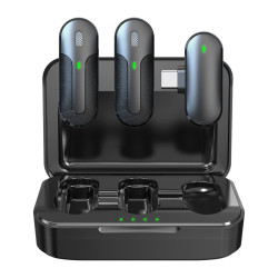 Set 2 mini microfoni lavalier wireless con ricevitore usb-c e