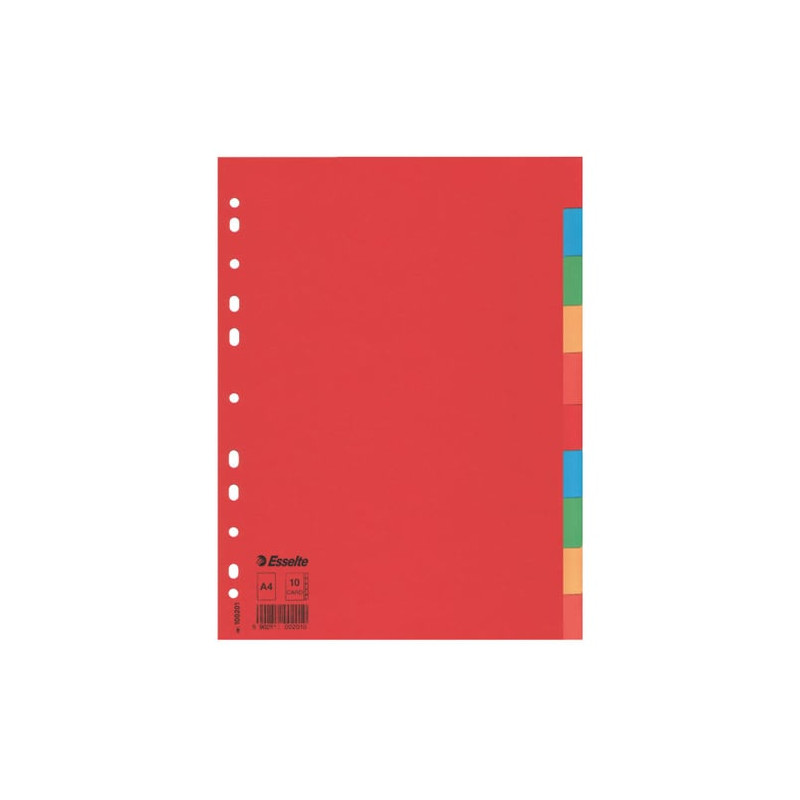 Divisori esselte 10 tasti economy a4 in cartoncino colorato 160gr