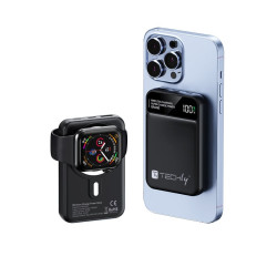Batteria portatile techly wireless magnetico 3 in 1
