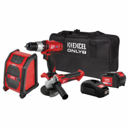 Set utensili excel trapano + smerigliatrice + speaker kit v18 12114