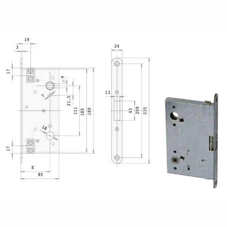 Serratura infilare tagliafuoco cisa q9 43190-65-0 cisa [43190.65.0]