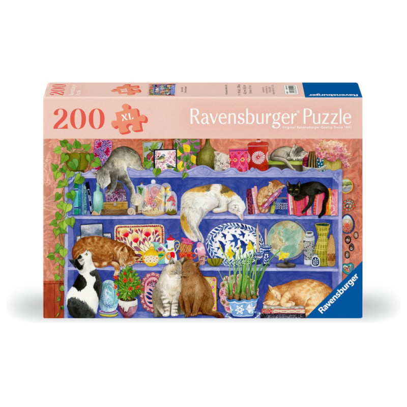 Puzzle ravensburger feel well & puzzle - gatti im regal (200
