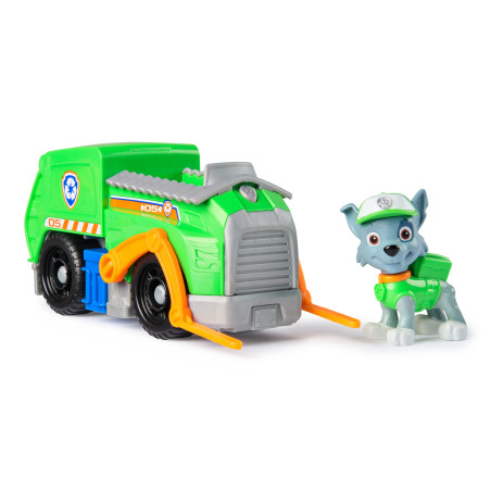 Giocattolo spin master paw patrol veicolo base con rocky verde/arancione