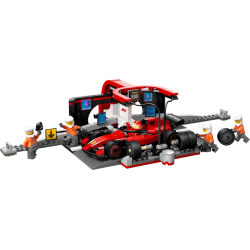 Set da gioco lego city pitstop e meccanici con monoposto ferrari