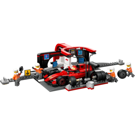 Set da gioco lego city pitstop e meccanici con monoposto ferrari