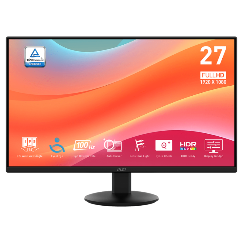Monitor led 27'' msi pro mp272l ips full hd 1920x1080/1ms/d/nero