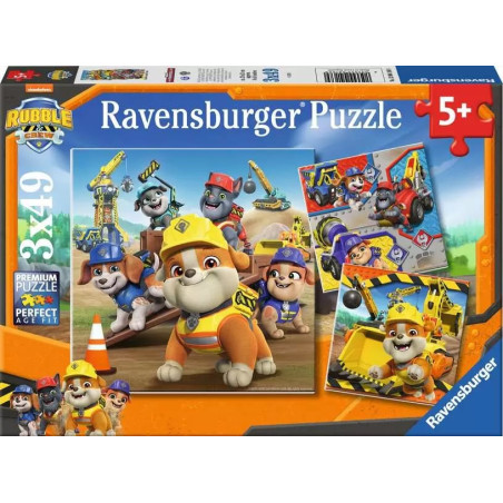 Set puzzle ravensburger rubble e crew veicoli da lavoro 3x49pz multicolore