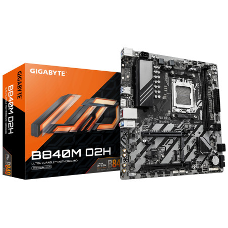 Scheda madre amd gigabyte b840m d2h am5 microatx 2xddr5 nero [b840m