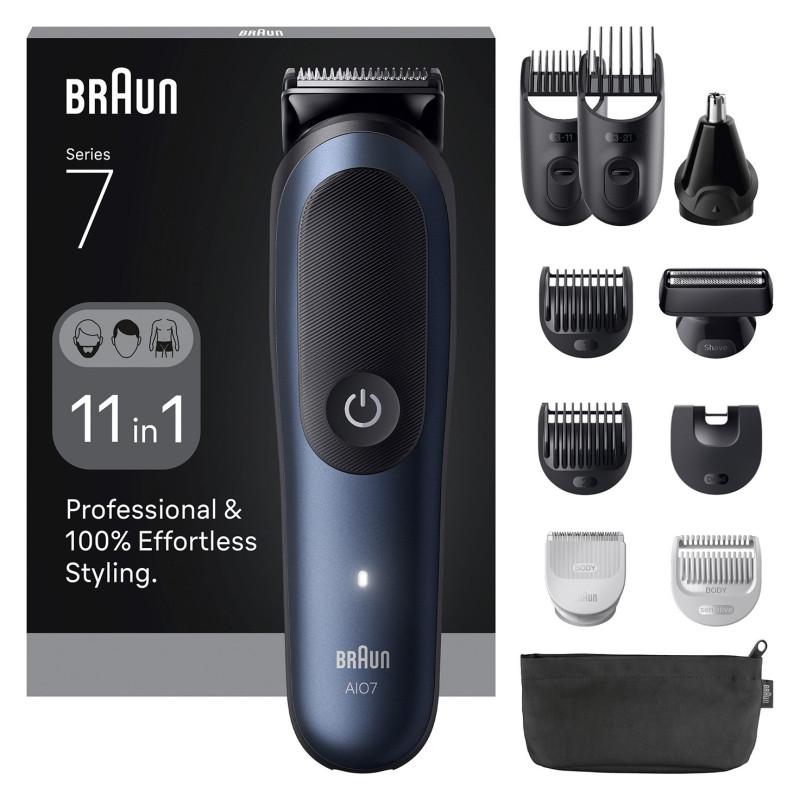Regolabarba braun aio 7540 all-in-one series 7 kit nero/blu