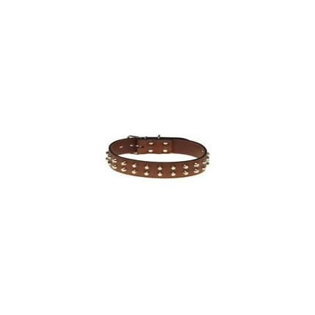 Collare cani eurocuoio cuoio borchie doppie mm.30 cm.60 [eurocuoio]