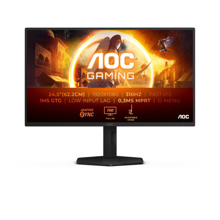Monitor led 24.5" aoc 25g4sxu full hd 1920x1080/1ms/classe e/nero