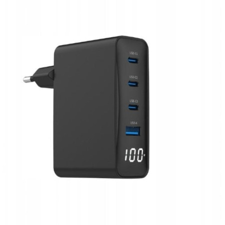 Alimentatore da rete gembird gan 1xusb-a/3xusb-c 100w nero