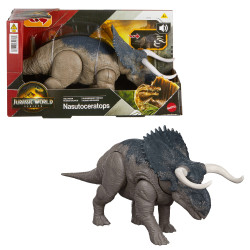 Figurina mattel dinosauro nasutoceratops jurassic world: rinascimento