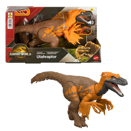 Figurina mattel dinosauro utahraptor selvaggio jurassic world: rinascimento