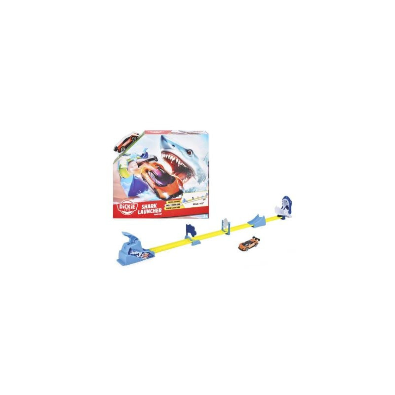 Modellino dickie shark launcher track set pista da corsa 1/64 multicolore