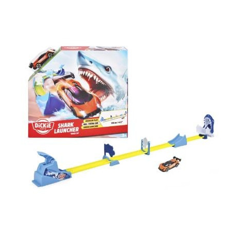 Modellino dickie shark launcher track set pista da corsa 1/64 multicolore