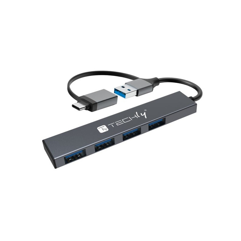 Hub usb techly iusb32-hub4ac-4u3sl usb 3.2 4 porte usb tipo