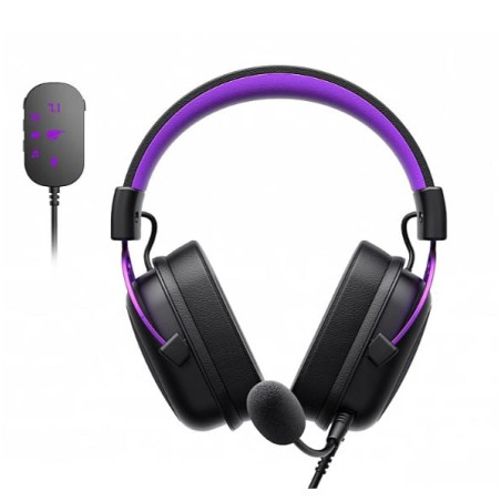 Cuffie havit h2002+u per gaming 3.5mm con microfono nero/viola [h2002c+ubp]