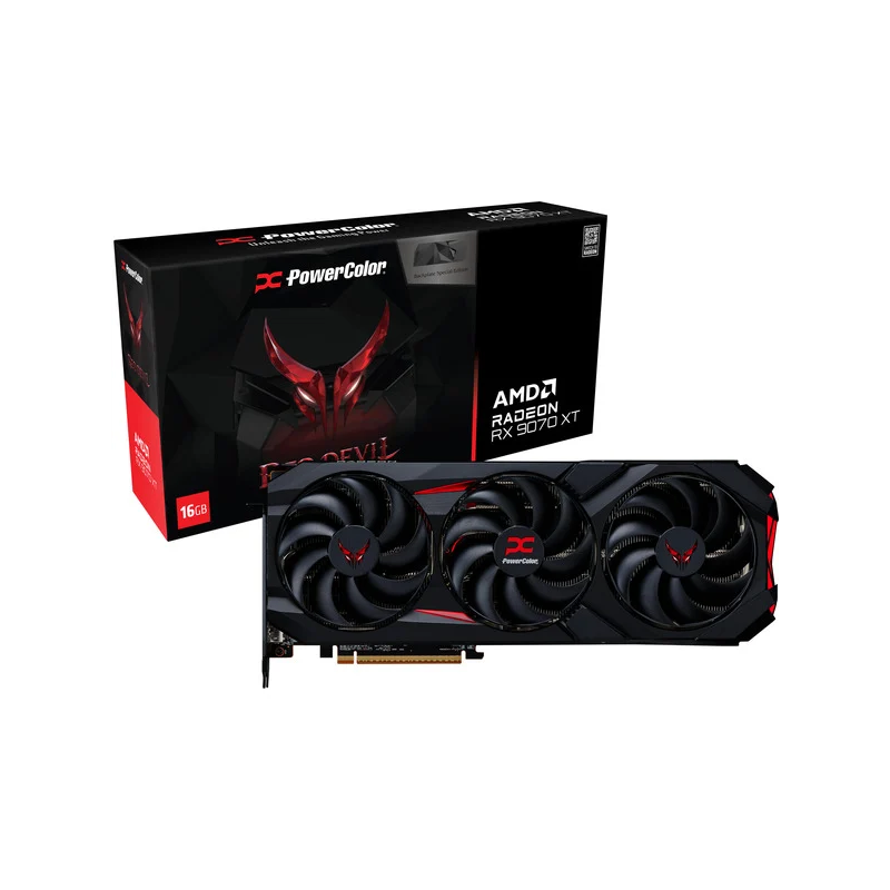 Scheda video amd powercolor radeon rx9070xt 16gb gddr6 256bit nero