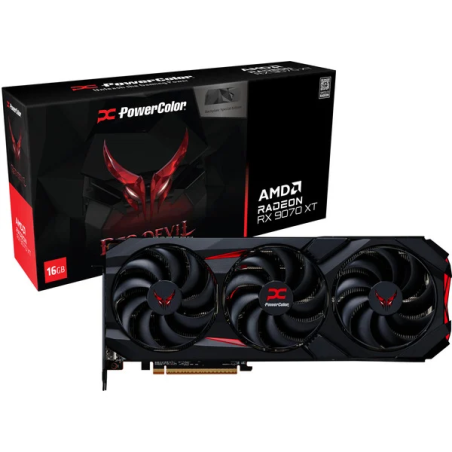 Scheda video amd powercolor radeon rx9070xt 16gb gddr6 256bit nero