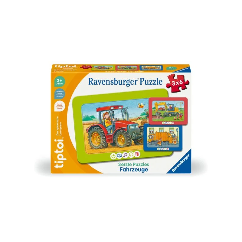 Puzzle ravensburger tiptoi 3 primi puzzle: veicoli multicolore [227]