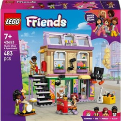 Set di costruzione lego friends 42653 negozio di musica e appartamento