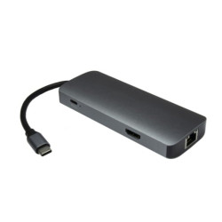 Hub usb argus h-428 7in1 usb tipo a/c/hdmi/rj-45 argento